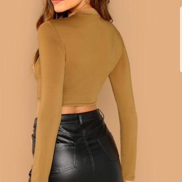 BUY 1 GET 1 FREE GOLD SILK CROP TOP - Picture 3 of 4